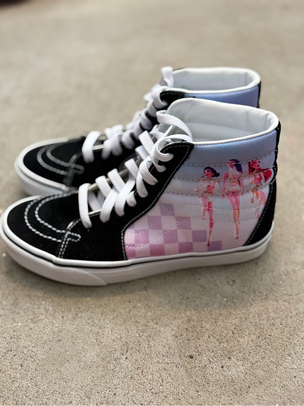 Vans High-Top Sneakers in Black and Pink with Graphic Panel